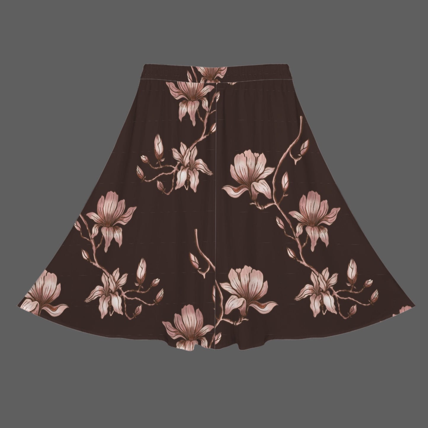 Orange Tulip Floral Women's Elastic Waist Pocket Maxi Skirt