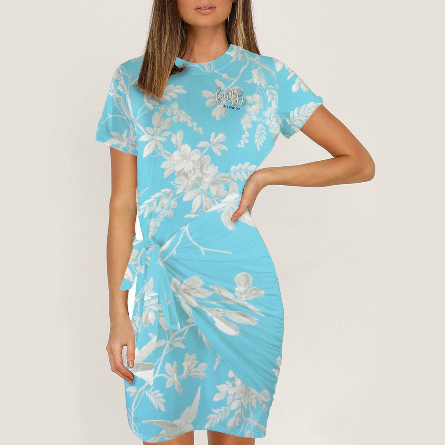 "Faith Ephesians 2:8" Blue Floral
