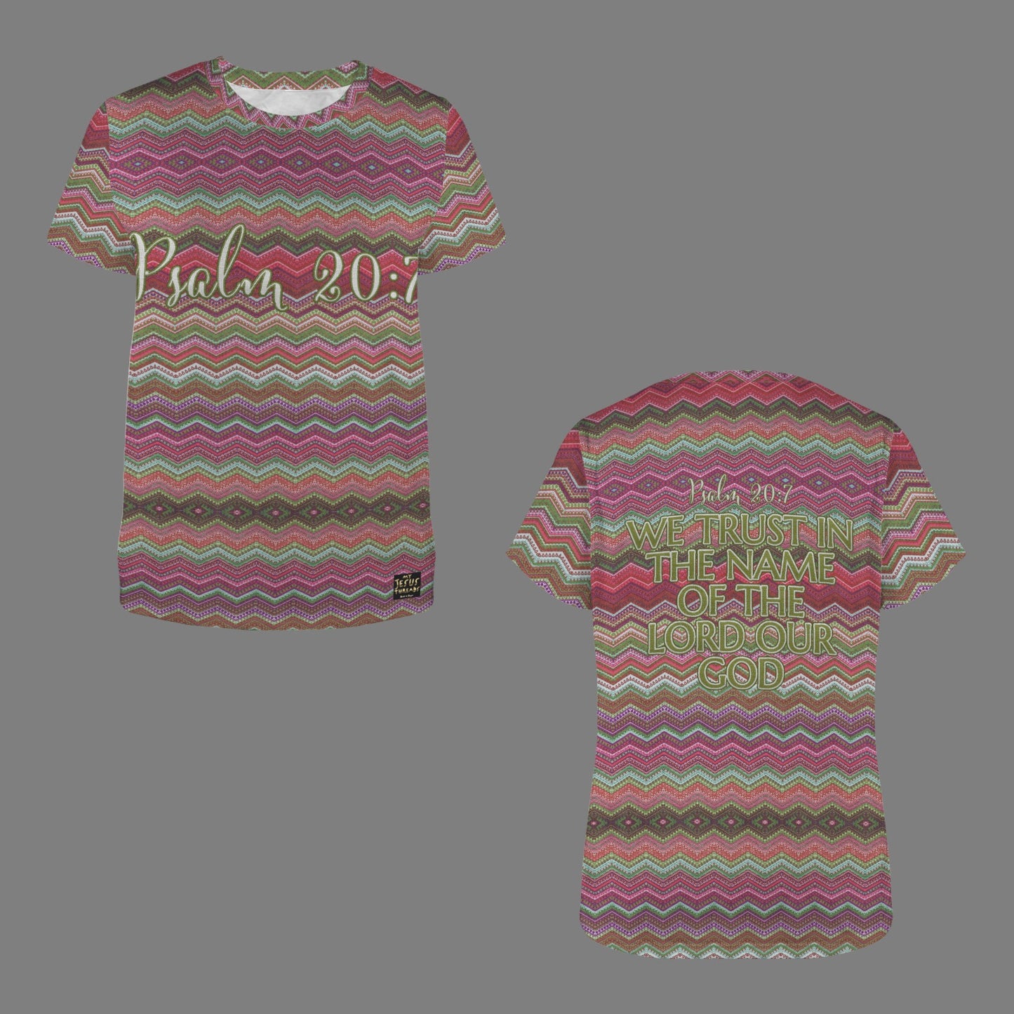 "Psalm 27" Red Zigzag Women's Crewneck Short Sleeve T Shirt