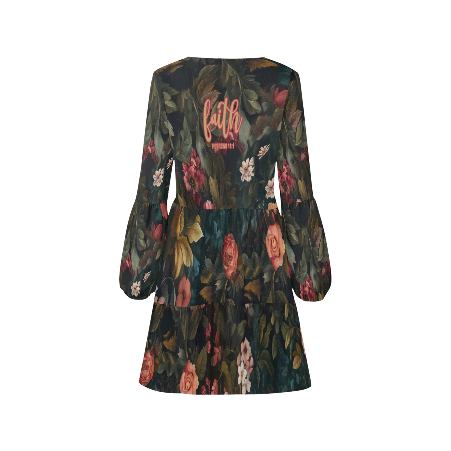 Faith Hebrews 11:1 Floral Women's V Neck Loose Fit Dress