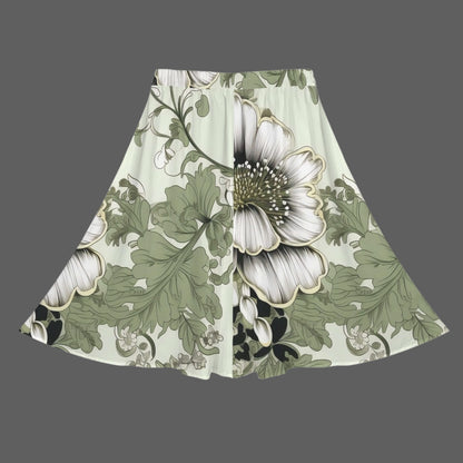 "Jesus saves' Green & White Floral Women's Elastic Waist Pocket Maxi Skirt