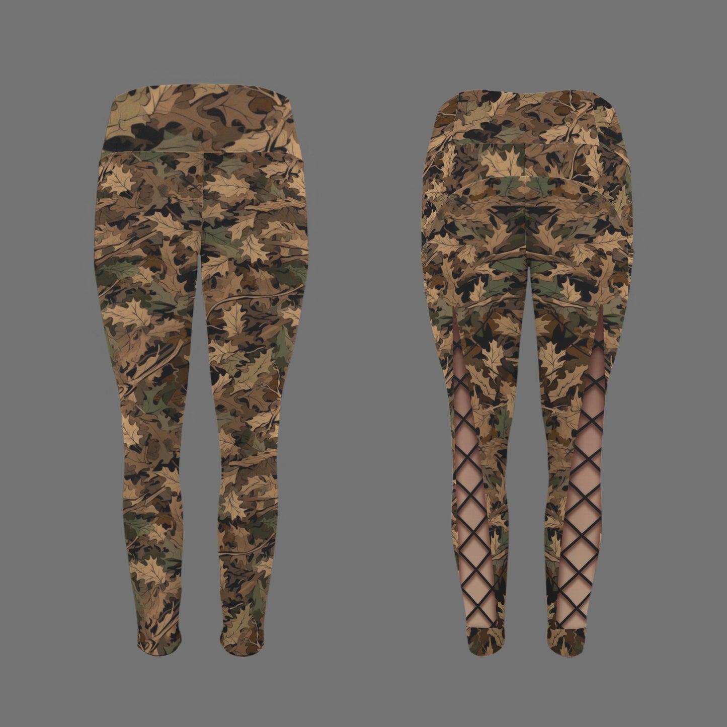 Repent & Believe Camo Faux Skin Lace-ups Women's High Waist Pockets Yoga Leggings