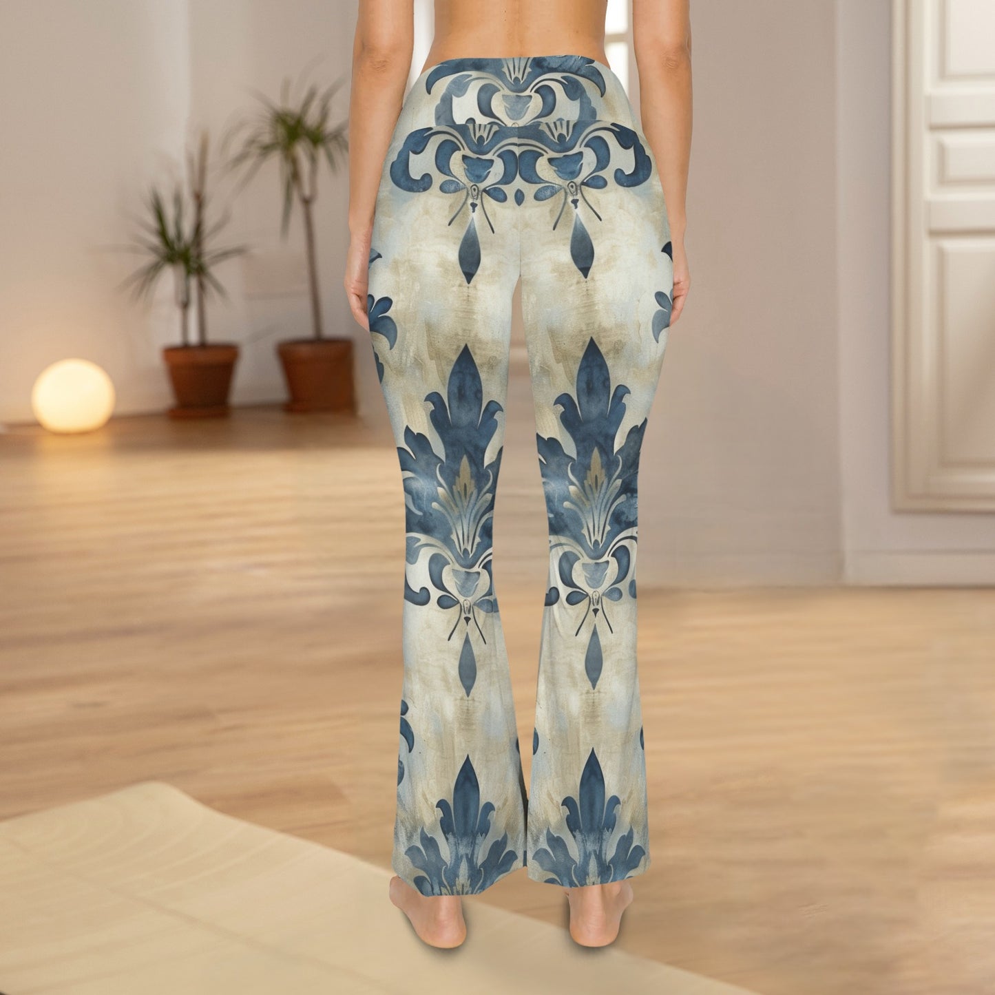 Vintage Pattern "Faith Ephesians 2:8" High Waist Crossover Tummy Control Flare Leggings