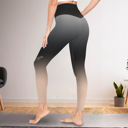 "Proverbs 21:31" Black Fade High Waist Crossover Tummy Control Flare Leggings