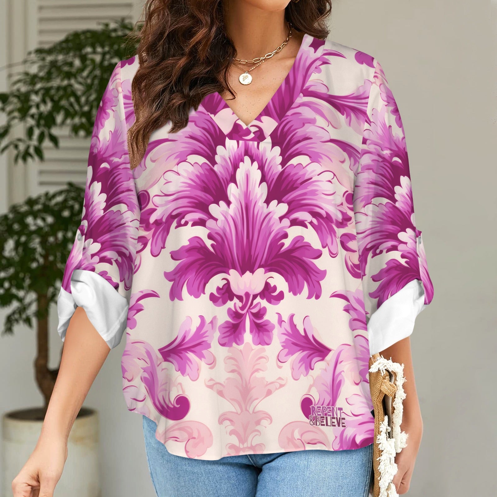 Repent & Believe Pink Damask