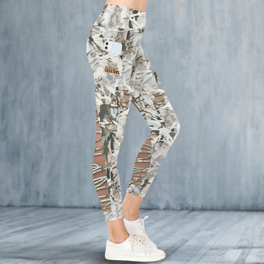 Repent & Believe White Camo Faux Skin Lace-up