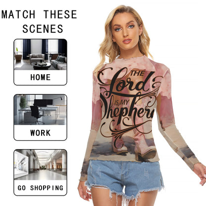 Cowgirl Women's Mesh T-shirt - Long Sleeve Mesh Top "The Lord is My Shepherd"