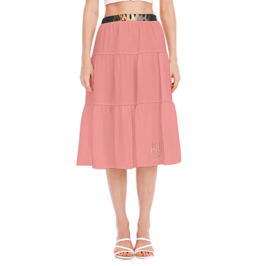 Pink Leopard Floral Stitched Pleated Chiffon Skirt with Elastic Waist Band - "Faith Hebrews 11:1"