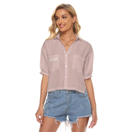 "Efesios 2:10" Rosa Camisa holgada de cuello en V para mujer, aberturas laterales, bolsillos dobles, poliéster