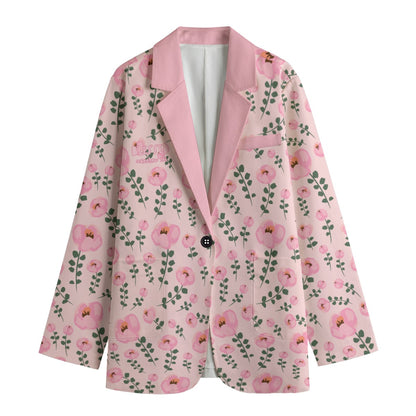 "Blessed Matthew 5:4" Pink Floral Women's Leisure Blazer