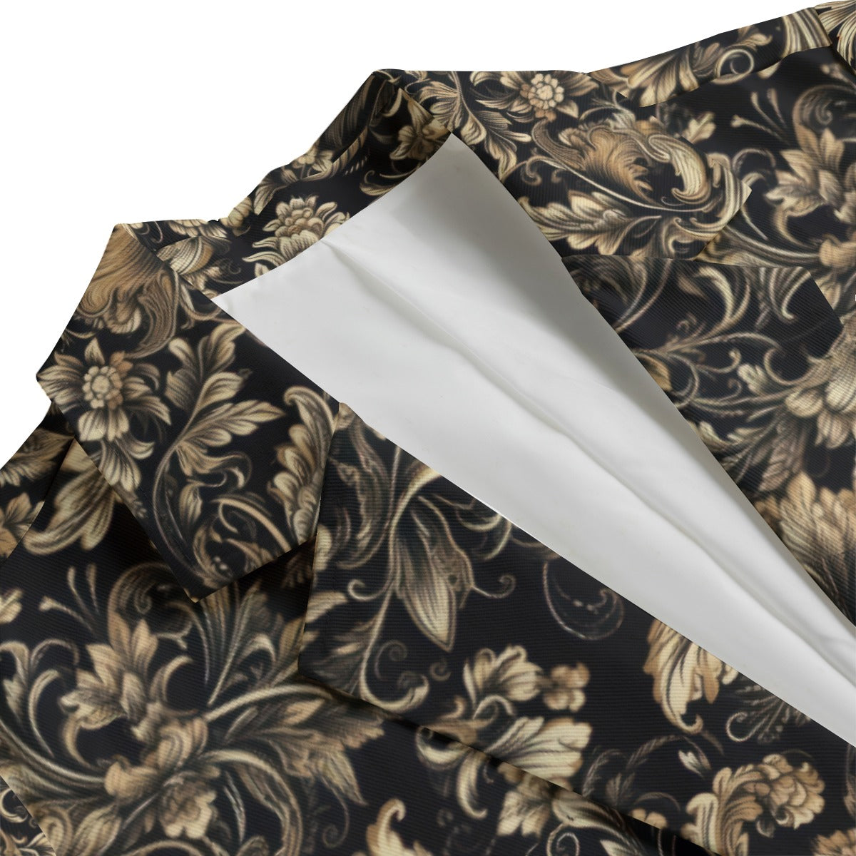 "Jesus Saves" Black & Gold Scrolly Floral Print Women's Leisure Blazer