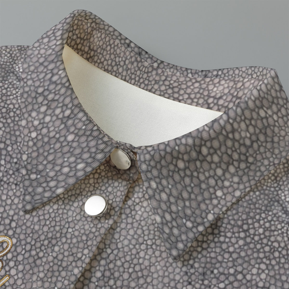 "Faith Ephesians 2:8" Gray Stingray Print Women's Cropped Jacket | 245GSM Cotton