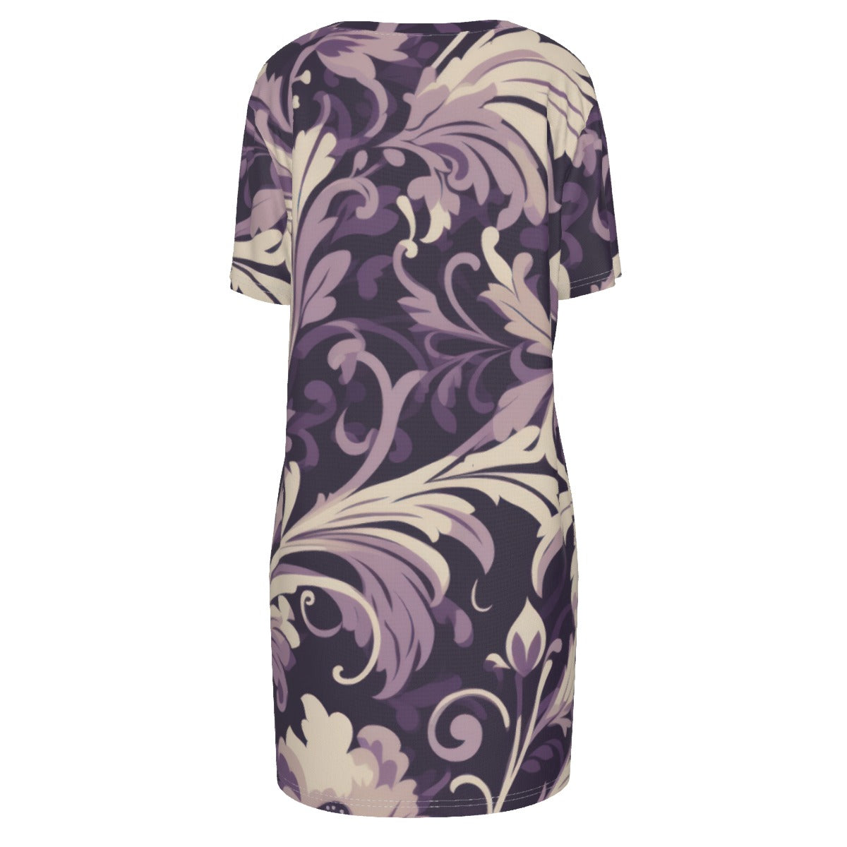 "Jesus Saves" Purple Floral Women's Short Sleeve Jersey Dress, Loose Style for All Seasons Comfort