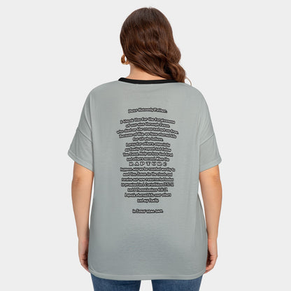 Women's Drop-Shoulder Short Sleeve T-shirt with Sleeve Loops - Plus Size "I Speak Jesus for my Family"