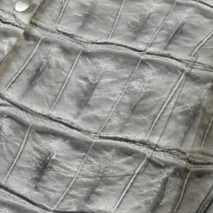 "Faith Ephesians 2:8" Gray Faux Alligator Women's Cropped Jacket | 245GSM Cotton