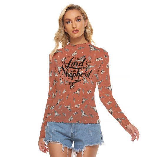 Cowgirl Women's Mesh T-shirt - Long Sleeve Mesh Top "The Lord is My Shepherd"