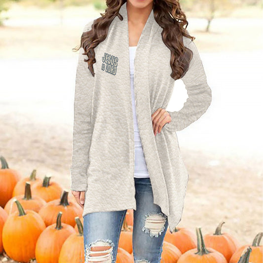 "Jesus is lord" Faux Wooly Look Women's Cardigan With Long Sleeve
