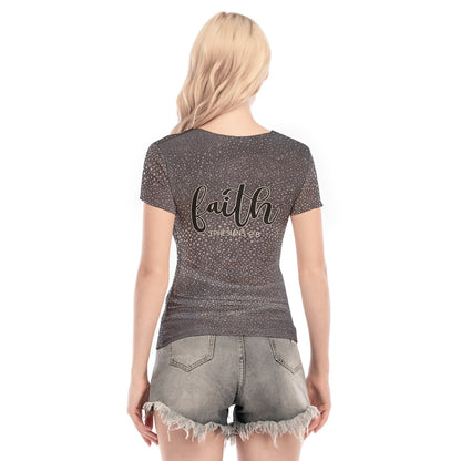 Women's Short Sleeve Mesh Blouse "Faith Ephesians 2:8"