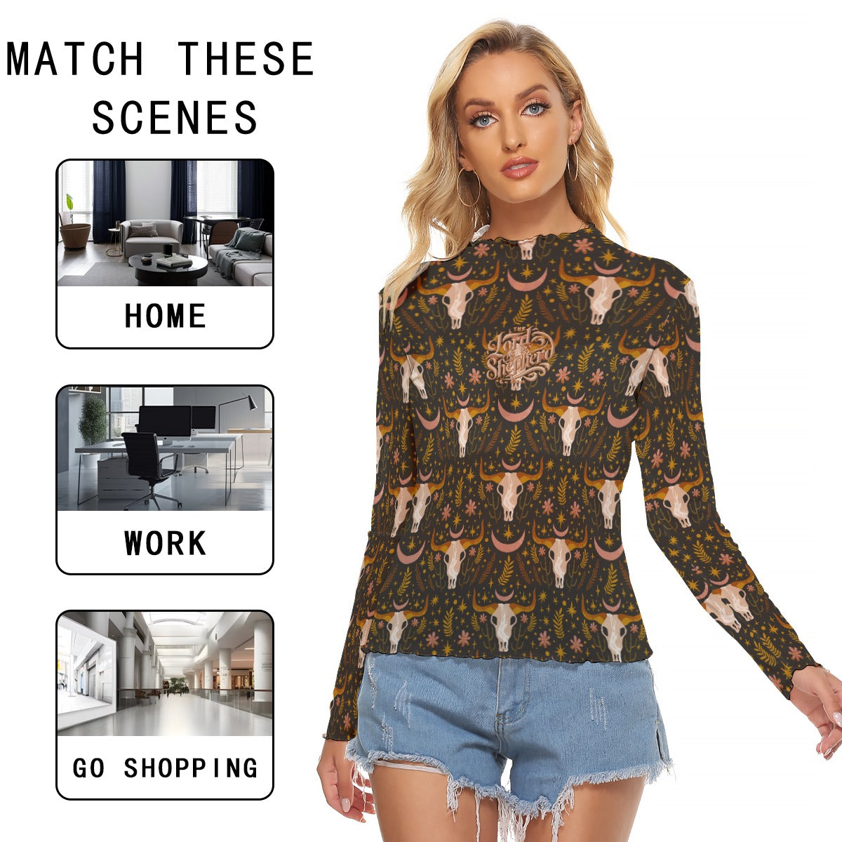 Cowgirl Women's Mesh T-shirt - Long Sleeve Mesh Top "The Lord is My Shepherd"