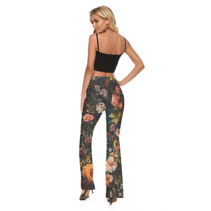 Floral Print Women's High Elastic Flare Pants - "Faith Hebrews 11:1"