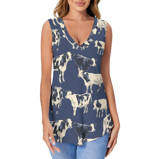 "moo for Jesus" Black & White Cow Women's Sports Vest | 180GSM Cotton Tank Top