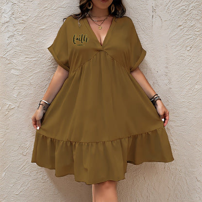 "Faith Hebrews 11:1: Women's Lightweight Floral V-Neck Short Sleeve A-Line Dress for Everyday Wear