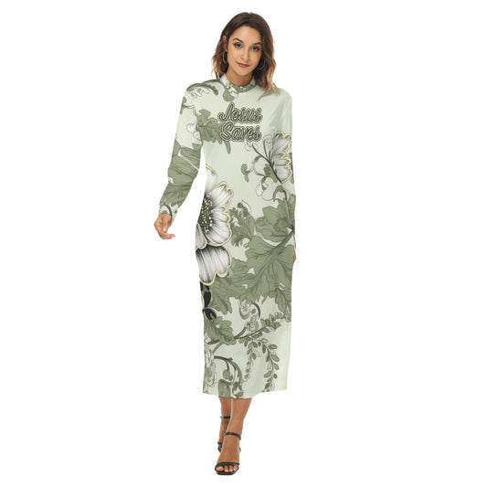 "Jesus Saves" Green & White Floral Women's Reversible Hip Skirt with Zipper Closure - Microfiber Fabric