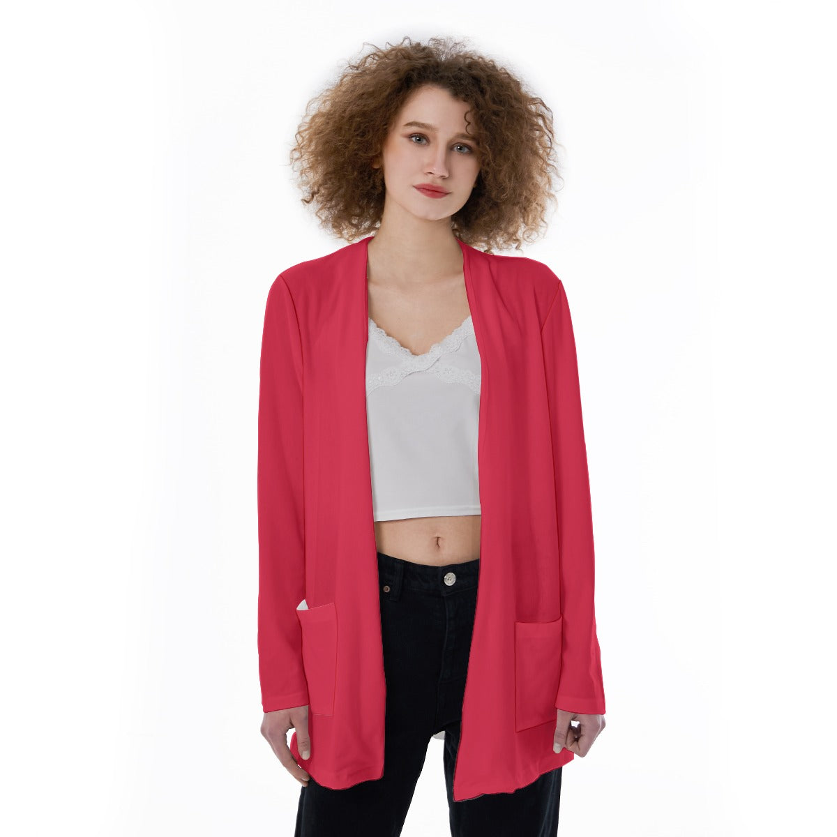 Women's Lightweight Open Front Cardigan with Pockets - Bold Christian Print "Faith Hebrews 11:1"