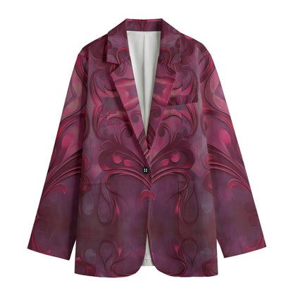 "Jesus Saves" Burgundy Abstract Print Women's Leisure Blazer