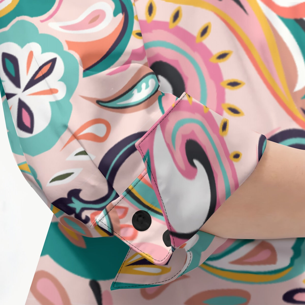 "Repent & Believe" Pink Paisley Print Women's 3/4 Sleeve Shirt