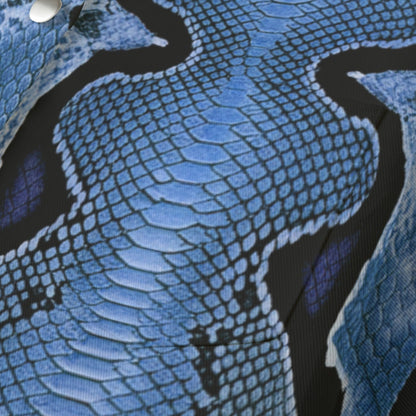 "Ride For Christ" Blue Snake Skin Print Women's Cropped Jacket | 245GSM Cotton