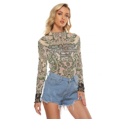 Paisley Print Women's Mesh T-shirt "I am a servant of Righteousness"