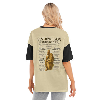 Women's Short Sleeves T-shirt With Hem Split "Finding God in Times of Crisis"