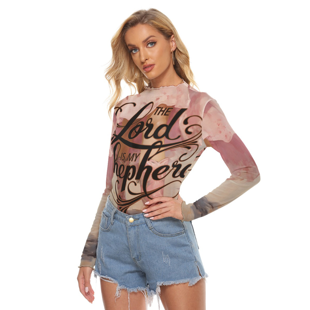 Cowgirl Women's Mesh T-shirt - Long Sleeve Mesh Top "The Lord is My Shepherd"