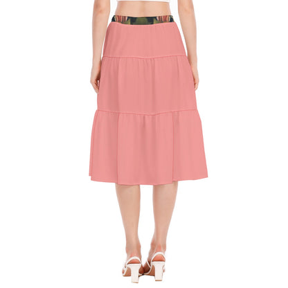 Pink Leopard Floral Stitched Pleated Chiffon Skirt with Elastic Waist Band - "Faith Hebrews 11:1"