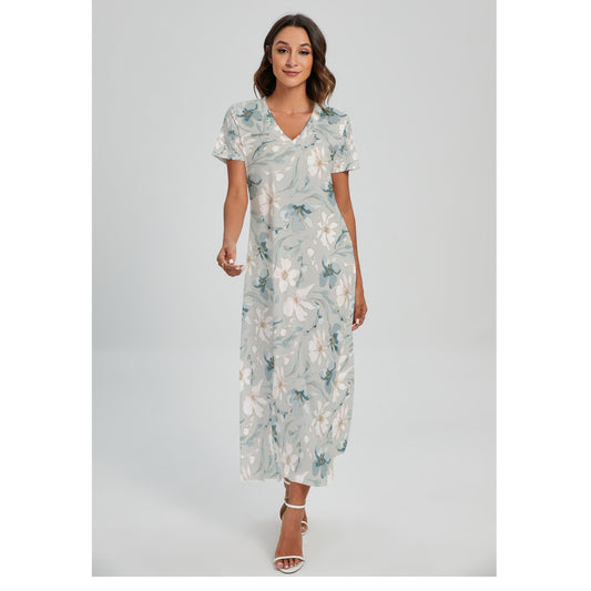 Women's V-neck Side Slit Dress in Soft Jersey Fabric "Jesus is Lord"