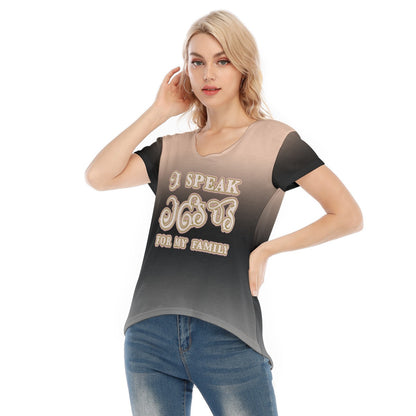 Women's V-Neck Short Sleeve T-Shirt - "I Speak Jesus for my Family"