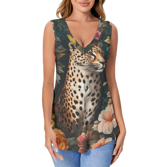 "Faith Ephesians 2:8" Leopard Women's Sports Tank|180GSM COTTON