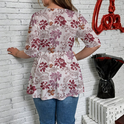 "John 14:6" Red & White  Women's V-Neck Asymmetrical Hem Top