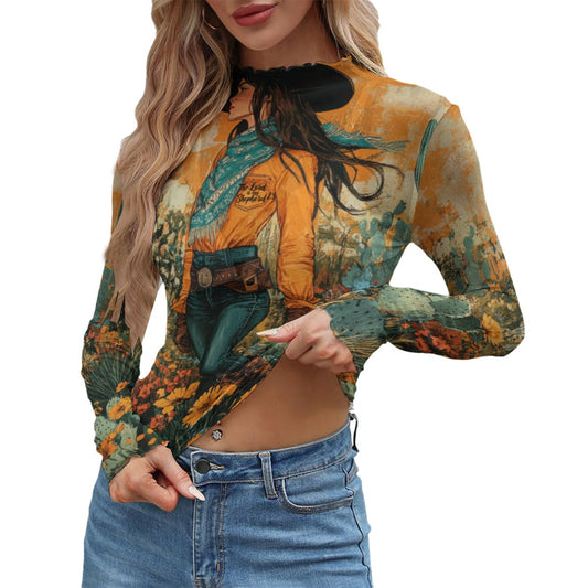 Cowgirl Women's Mesh T-shirt - Breathable Long Sleeve Mesh Top  "The Lord is my Shepherd"