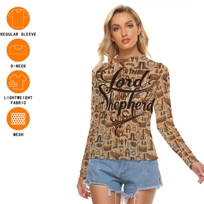 Cowgirl Women's Mesh T-shirt - Long Sleeve Mesh Top "The Lord is My Shepherd"
