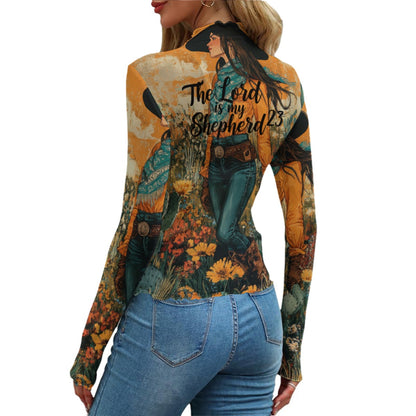 Cowgirl Women's Mesh T-shirt - Breathable Long Sleeve Mesh Top  "The Lord is my Shepherd"