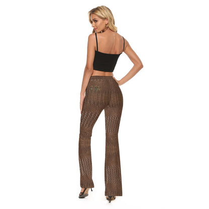 "Faith Ephesians 2:8" Brown Alligator Print Women's Skinny Flare Pants