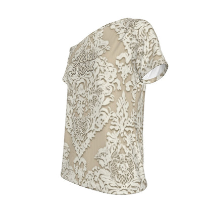 "Jesus is Lord" Faux Ivory Lace  Women's Off-Shoulder T-shirt