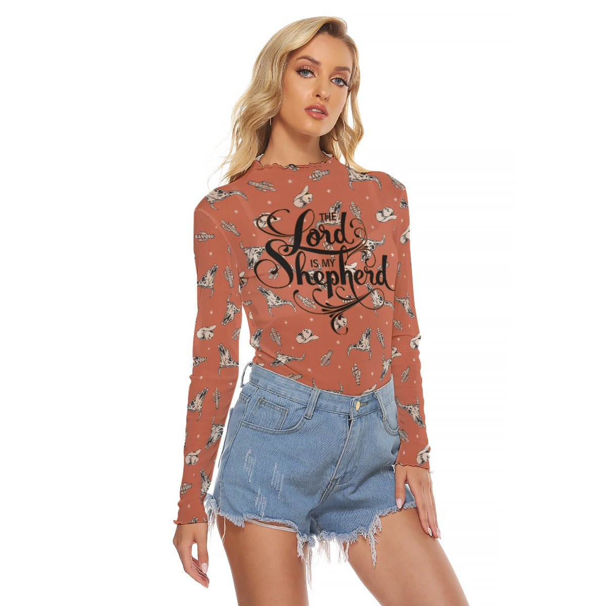 Cowgirl Women's Mesh T-shirt - Long Sleeve Mesh Top "The Lord is My Shepherd"