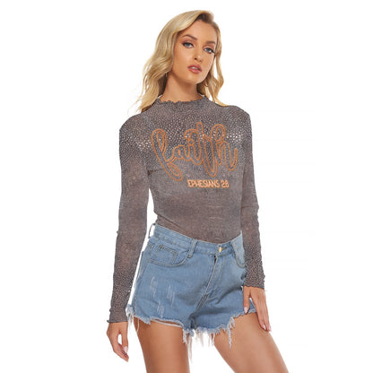 "Faith Ephesians 2:8" Stingray Print Women's Mesh T-shirt