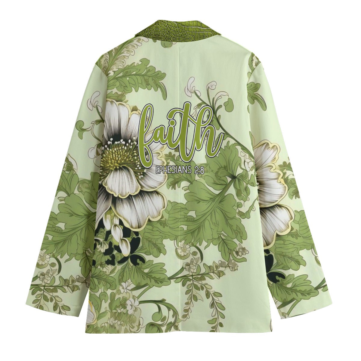 "Jesus Saves" Lime Green Floral Women's Leisure Blazer | 245GSM Cotton