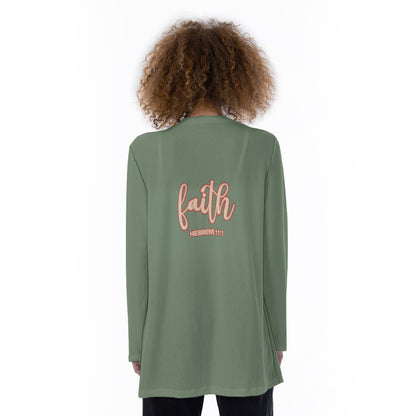 Green Floral Print Trim Women's Lightweight Cover-"Faith Hebrews 11:1"