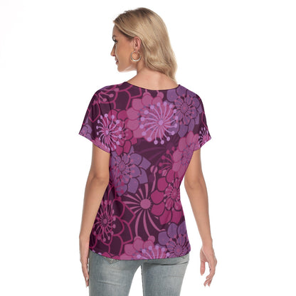 Purple Hayes "Repent & Believe" Women's Loose V-neck Short Sleeve T-shirt