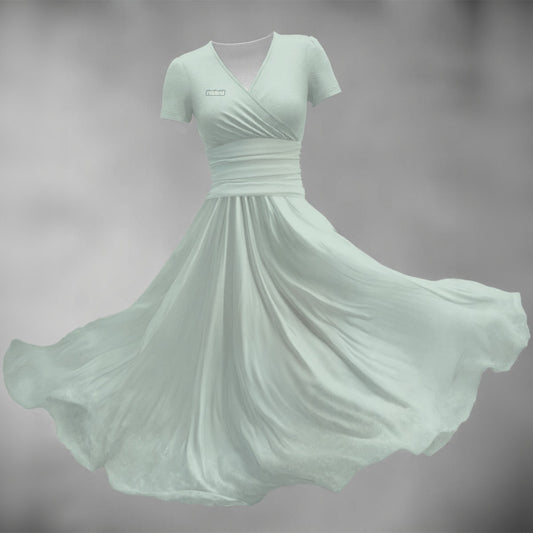 Vestido azul midi de manga corta con cuello en V para mujer, "2 Corintios 3:17"